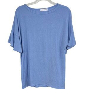 Chris & Carol Cornflower Blue Ruffle Sleeve Tunic Length Top Size Medium